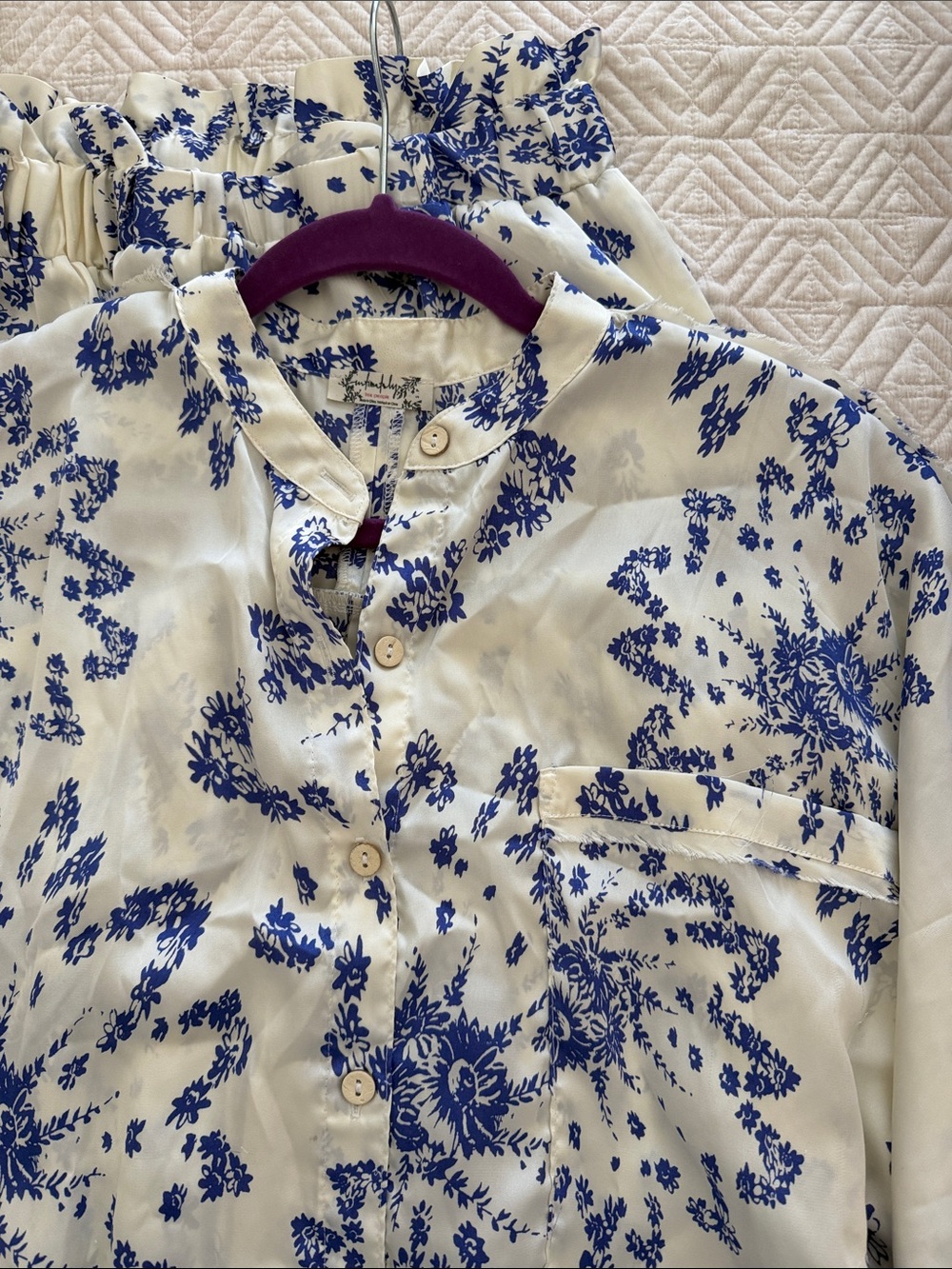 Free People Women’s Silk PJ Set size Small - Picture 5 of 6